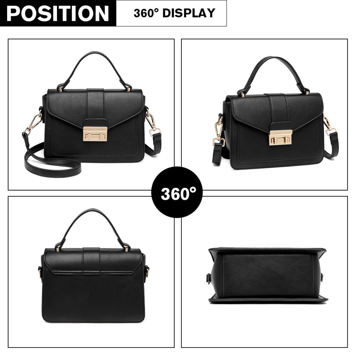 Miss Lulu Leather Look Midi Handbag