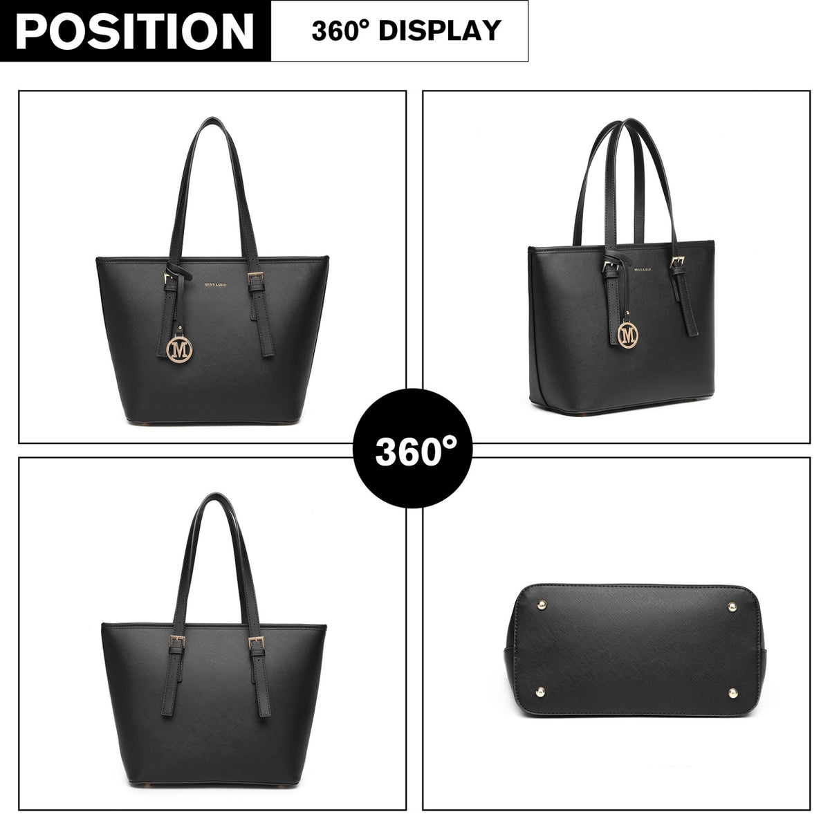 Miss Lulu Minimalist Tote Handbag Structured