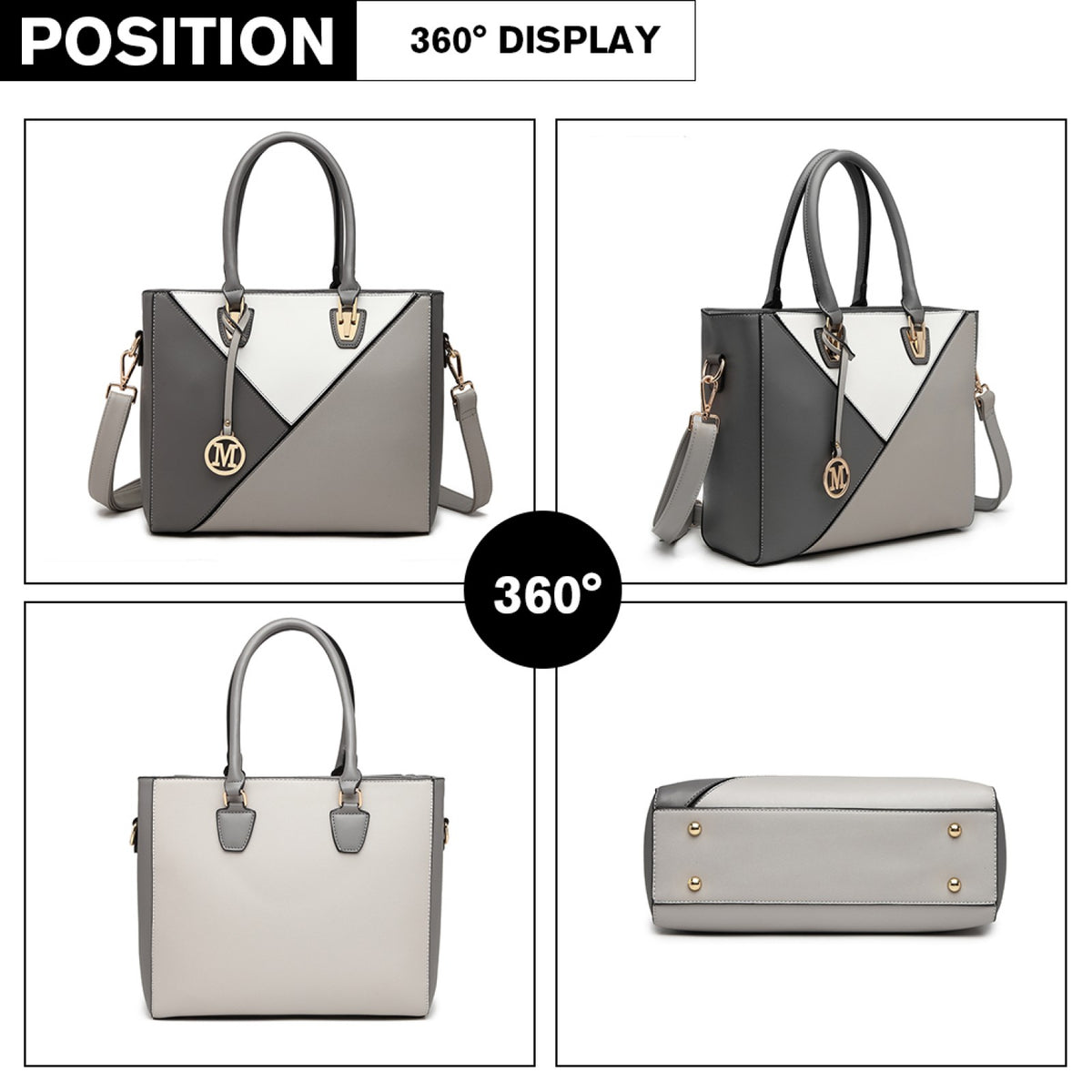Miss Lulu Leather Look Geometric Ombre Handbag