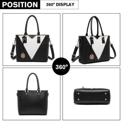 Miss Lulu Leather Look V-Shape Shoulder Handbag