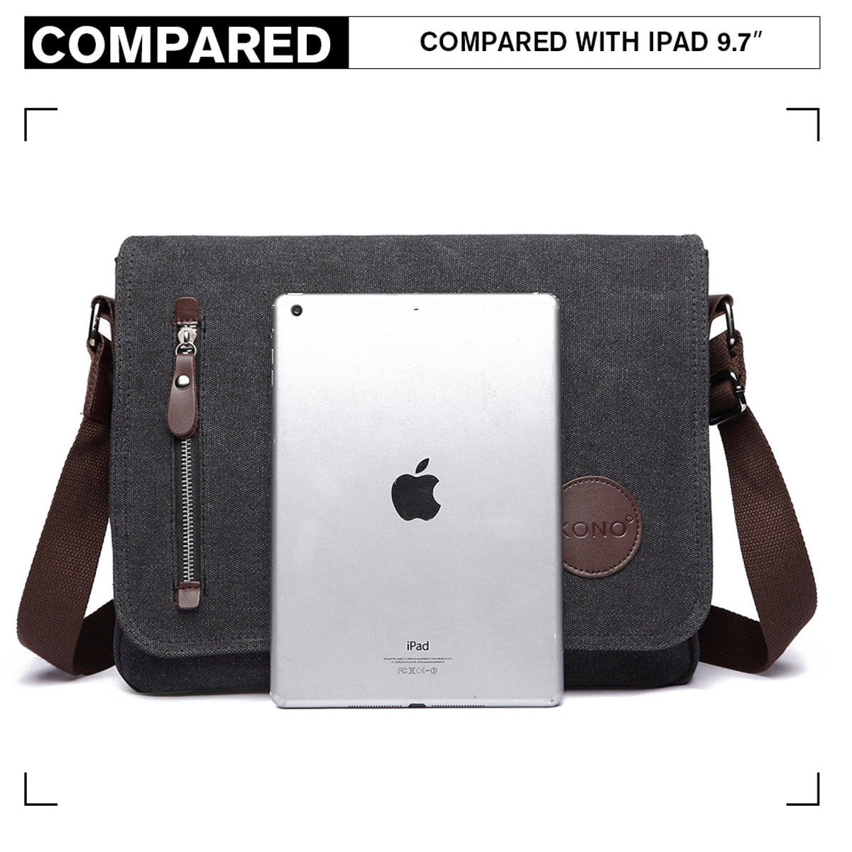 Kono RFID-Blocking Retro Style Canvas Cross Body Messenger Bag