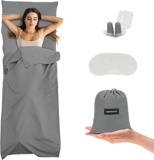 Sleeping Bag Liner 210 X 75 Cm, Portable Camping Sleep Bag with Pillow Slot, Lightweight Travel Sleeping Bag for Camping Picnic Hiking Hostels