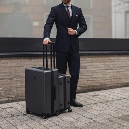 Checked Luggage 24 Inch Suitcase Hand Luggage Lightweight 100% PC Micro-Diamond Textured Design, Medium Size with Wheels, TSA Approved Hard Shell for Women Men for Travel(66Cm, 65,Dark Grey)