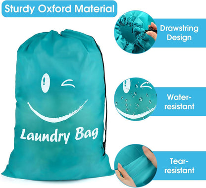 2 PCS Travel Laundry Bags, 24" X 36" Portable Large Laundry Bag (Grey,Blue)