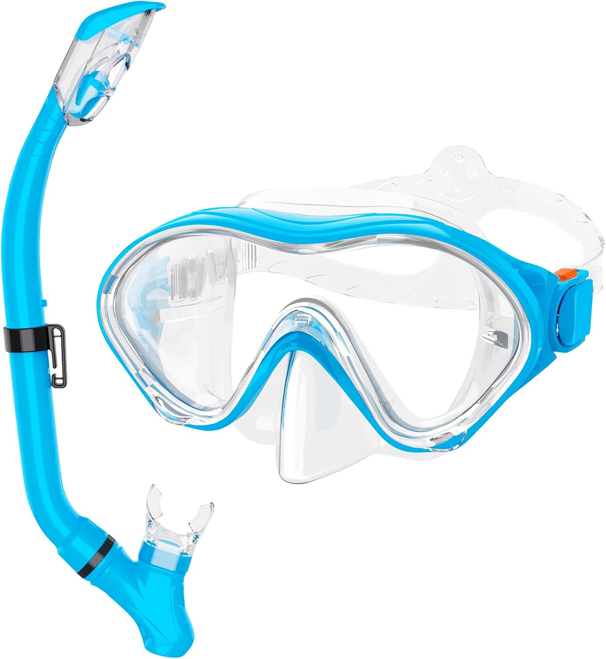 Snorkeling Gear for Kids with Foldable Silicone Full Dry Snorkel, Kids Snorkel Set anti Leak Youth Junior Snorkeling Package Diving Mask Soft Tube with Mesh Bag Swimming Goggles
