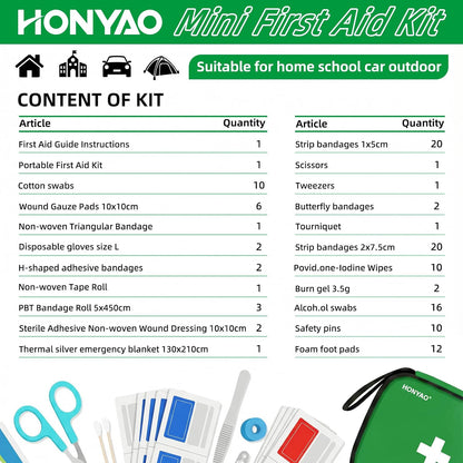 125 Pcs First Aid Kit Waterproof, Portable Survival Kits, Emergency Compact First Aid Bag - Safety Essentials for Travel Camping Car Home Outdoor Workplace Kids Hiking Motorbike Cycling