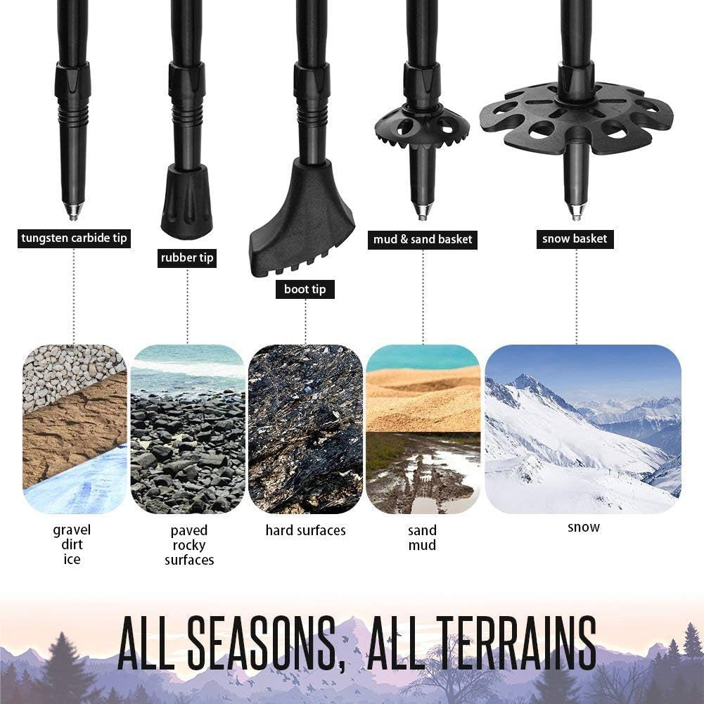 Trekking Pole, Collapsible Walking Hiking Stick for Men Women, Ultralight Aluminum Ski Pole with EVA Grip