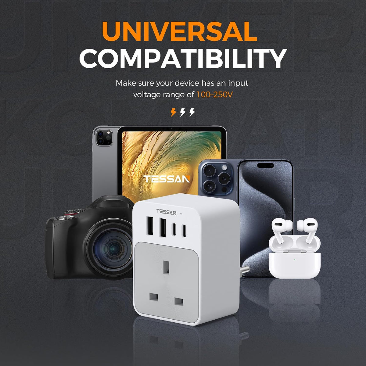 UK to European Plug Adapter, Type E F Travel Adapter with USB C