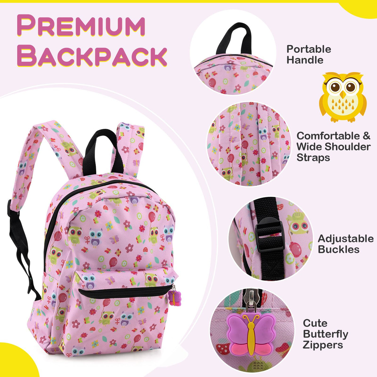 5 Piece Kids Luggage Set Carry-On Children Rolling Suitcase Set with Backpack