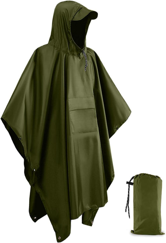 Poncho Waterproof Adult, Rain Poncho Adult Waterproof Lightweight Reusable Adult Waterproof Poncho, Waterproof Rain Poncho for Outdoor Camping Hiking Traveling Cycling Deep Orange