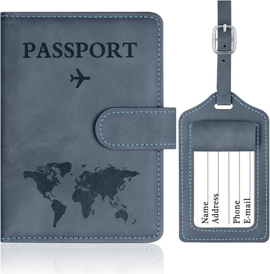 RFID Passport Cover & Luggage Tag Set – Faux Leather