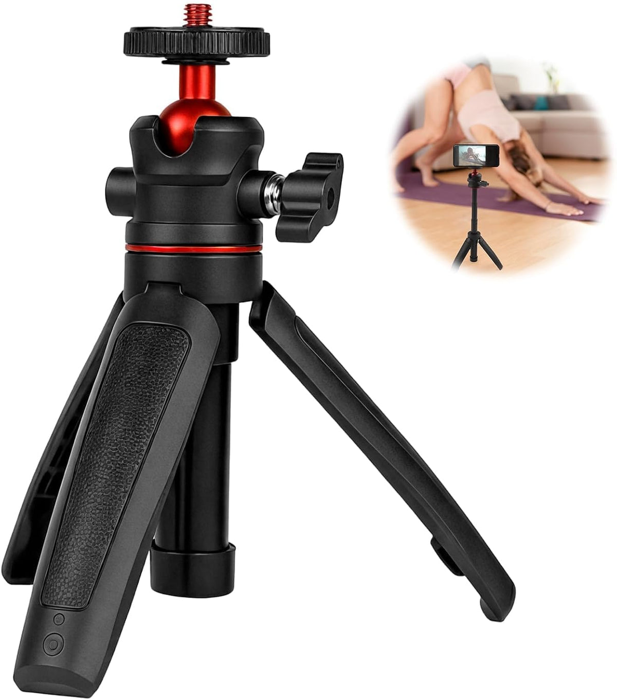 Mini Camera Tripod Selfie Stick Travel Tripod Compact Phone Holder, Black
