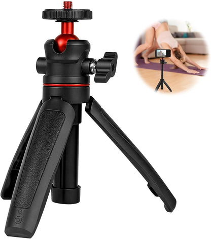 Mini Camera Tripod Selfie Stick Travel Tripod Compact Phone Holder, Black