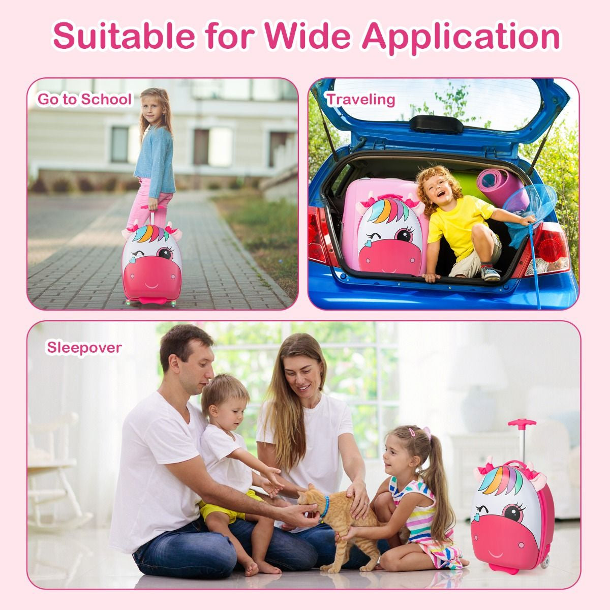 Kids Luggage with Light-Up Wheels and Telescopic Handle