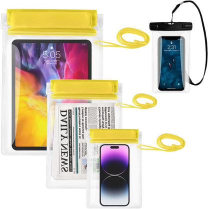 Clear Waterproof Pouch Bag, [4 Pack] Waterproof Bags Large Size Set, Waterproof Case Dry Bag for Beach/Swim/Boating/Kayaking/Hiking/Protect Phone/Camera/Cash/Document - Black