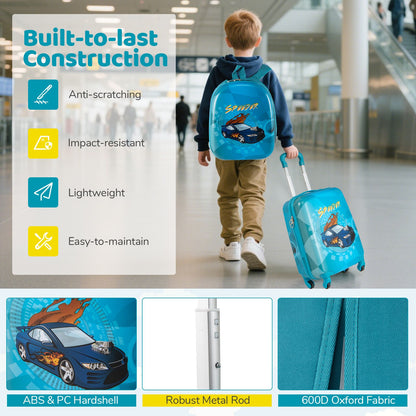 2 Pieces Kid Luggage Set with 4 Spinner Wheels and Telescopic Handle