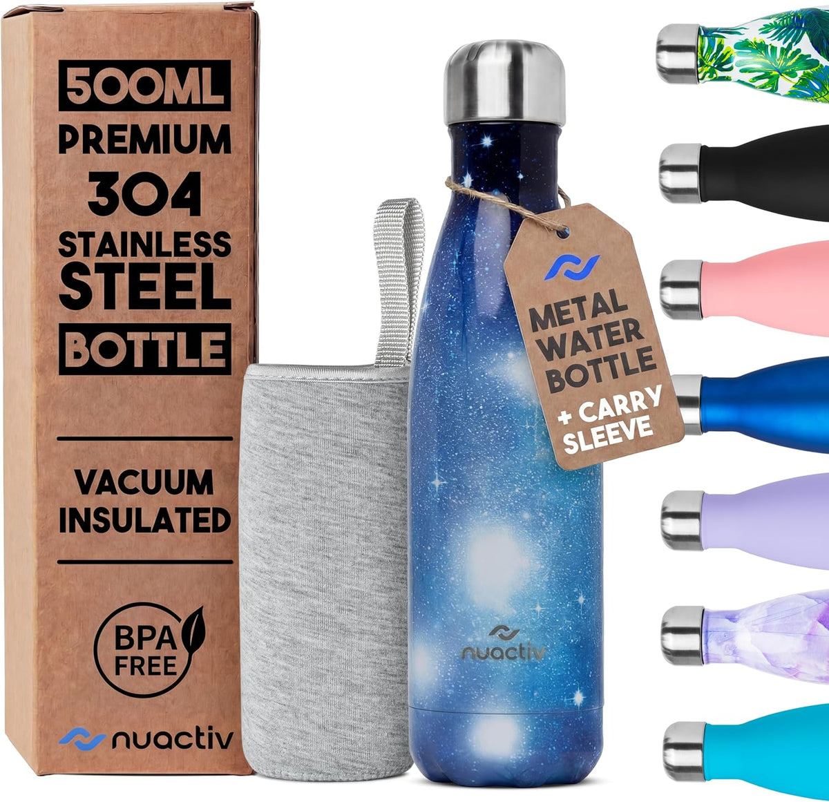 Stainless Steel Water Bottle 500Ml Vacuum Insulated Metal Flask