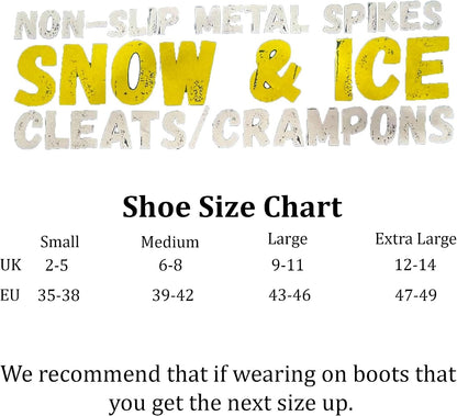 10-STUD Ice Snow Grips, anti Slip Winter Ice Cleats Universal Over-Shoe Spikes Stretch Fit Snow & Ice Crampons Traction Cleats Grips