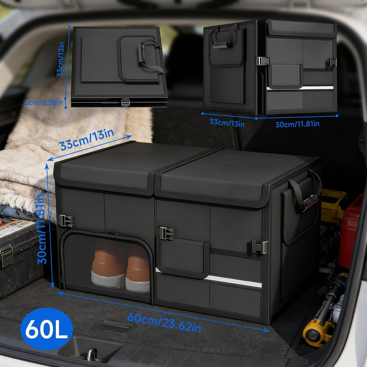 Car Boot Organiser, Foldable Multi Compartment Car Accessories