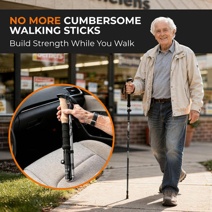 TREK-Z Walking Poles - Foldable Trekking Poles for Men & Women - Adjustable Nordic Walking Sticks, Hiking Sticks & Collapsible Hiking Gear