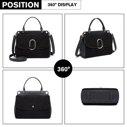 Kono Miss Lulu Stylish Ladies Leather Handbag Shoulder Bag Black