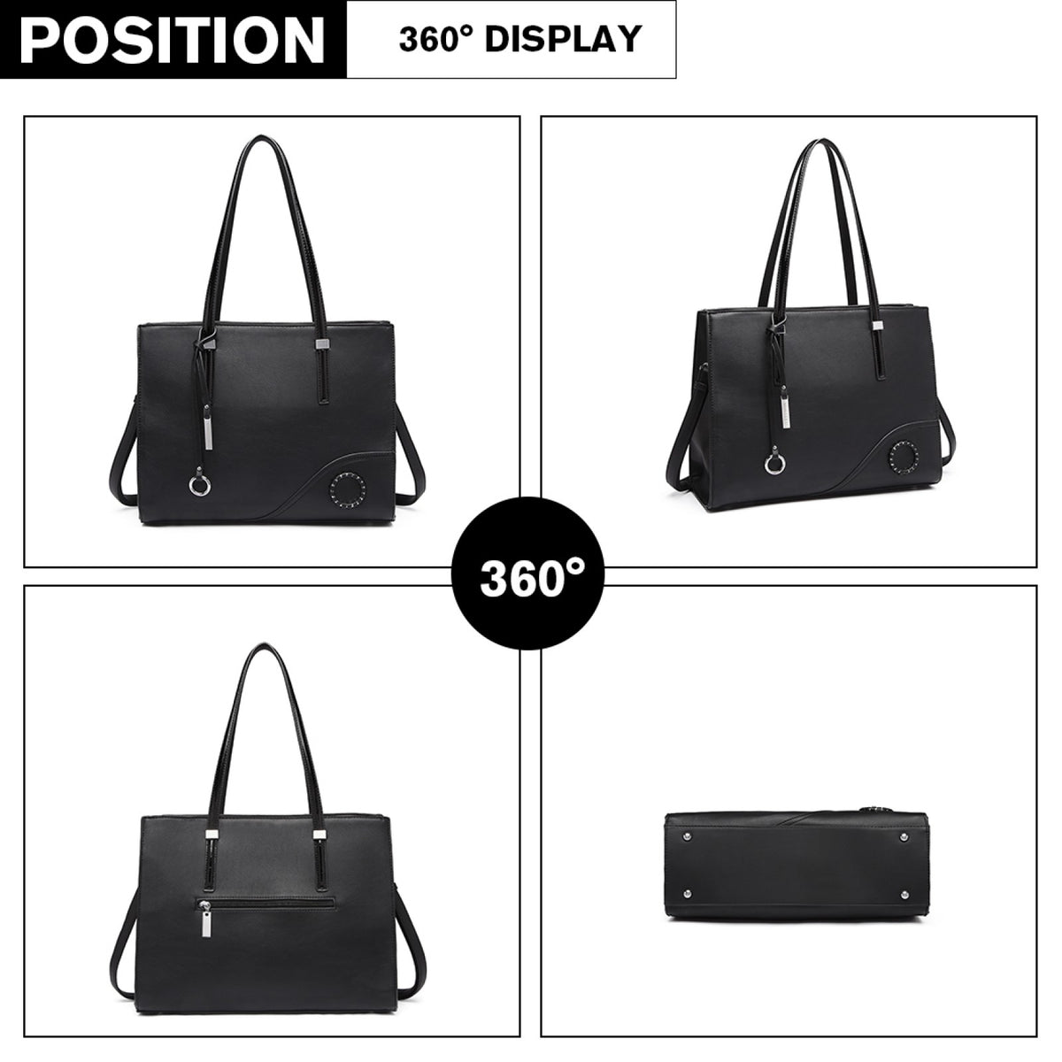 Miss Lulu Glossy Detail Shoulder Bag