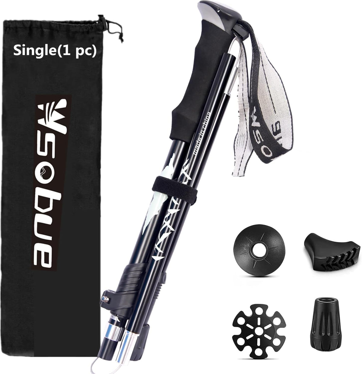 Trekking Pole, Collapsible Walking Hiking Stick for Men Women, Ultralight Aluminum Ski Pole with EVA Grip