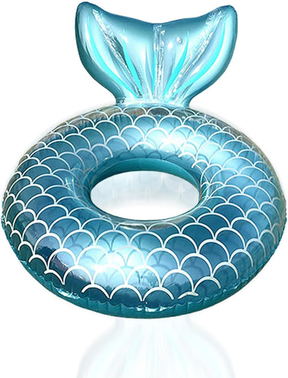 Mermaid Pool Inflatables Swimming Rings for Adults, 90Cm Pool Swimming Float Cute Pool Float Tube Rings Pool Floaties for Women Summer Beach Pool Party Water Sport