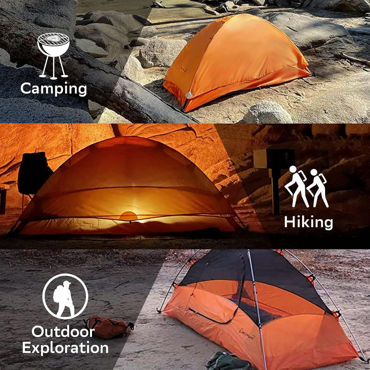 Waterproof 1/2/3/4 Man Tent, Lightweight Camping Tent