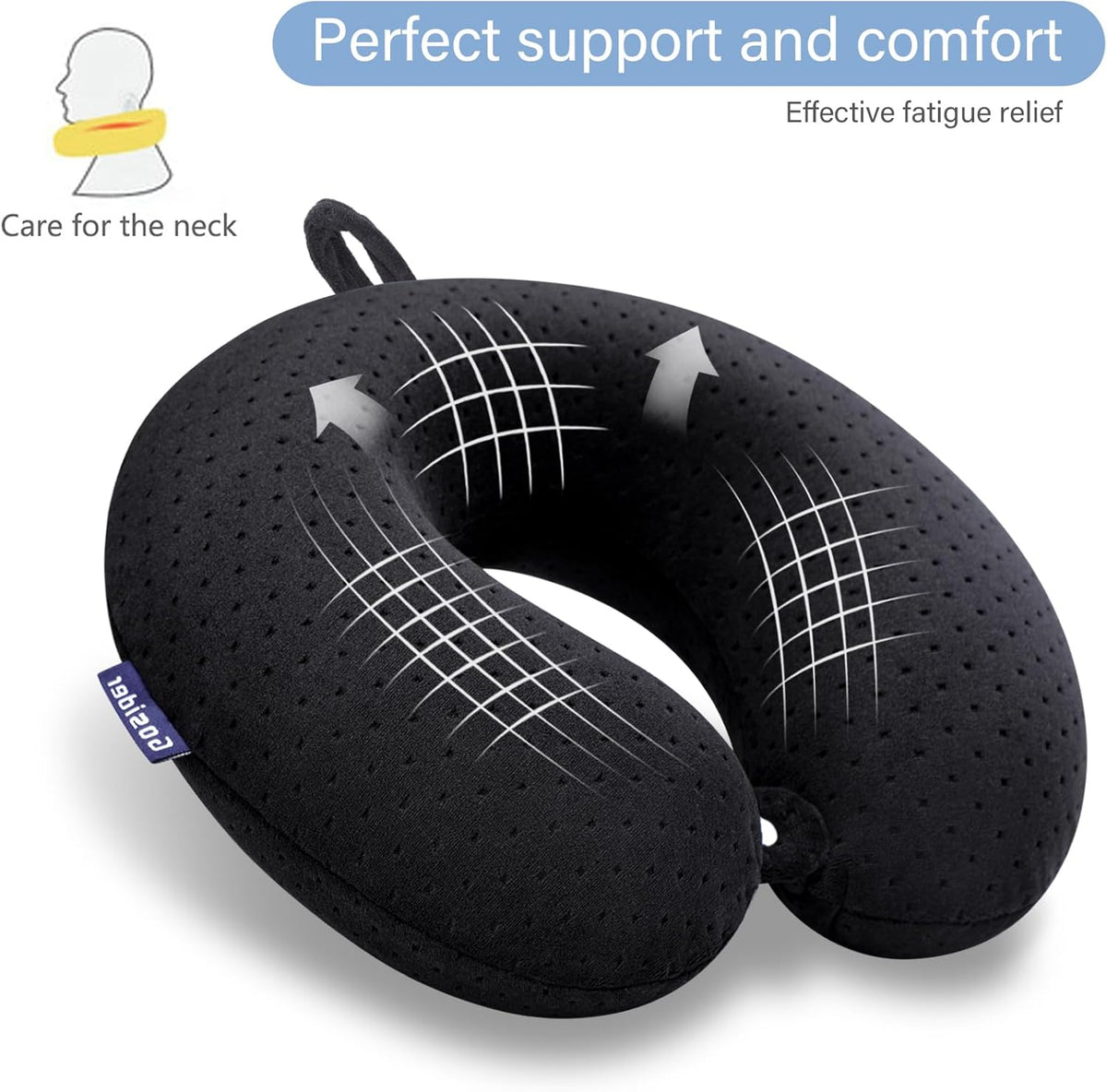 Travel Neck Pillow Memory Foam Airplane Pillows, Black