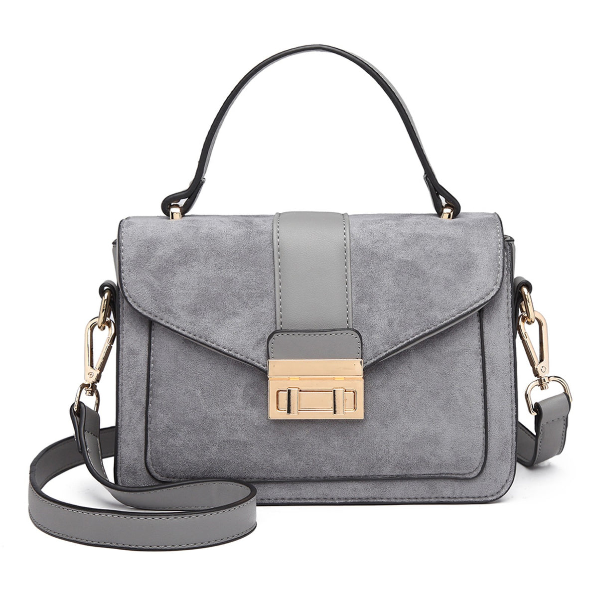 Miss Lulu Matte PU Leather Midi Handbag Cross Body Bag