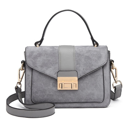 Miss Lulu Matte PU Leather Midi Handbag Cross Body Bag
