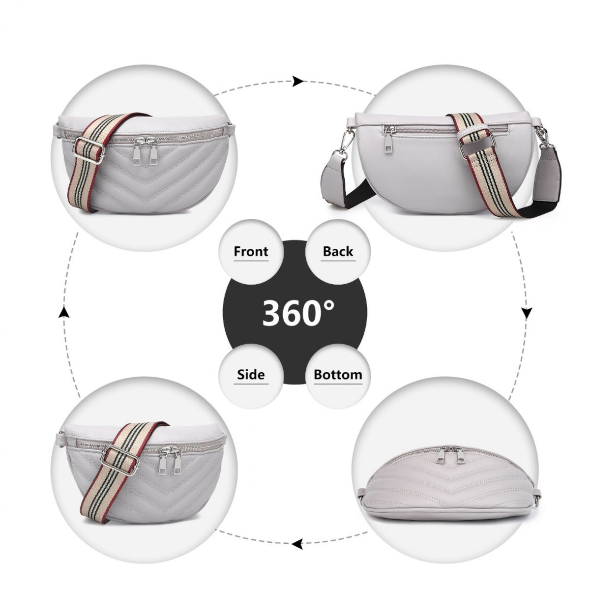 Miss Lulu Wide Strap Bum Bag Lightweight Adjustable Waist Bag