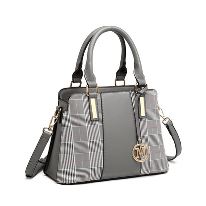 Miss Lulu Gingham Plaid Panel Shoulder Bag