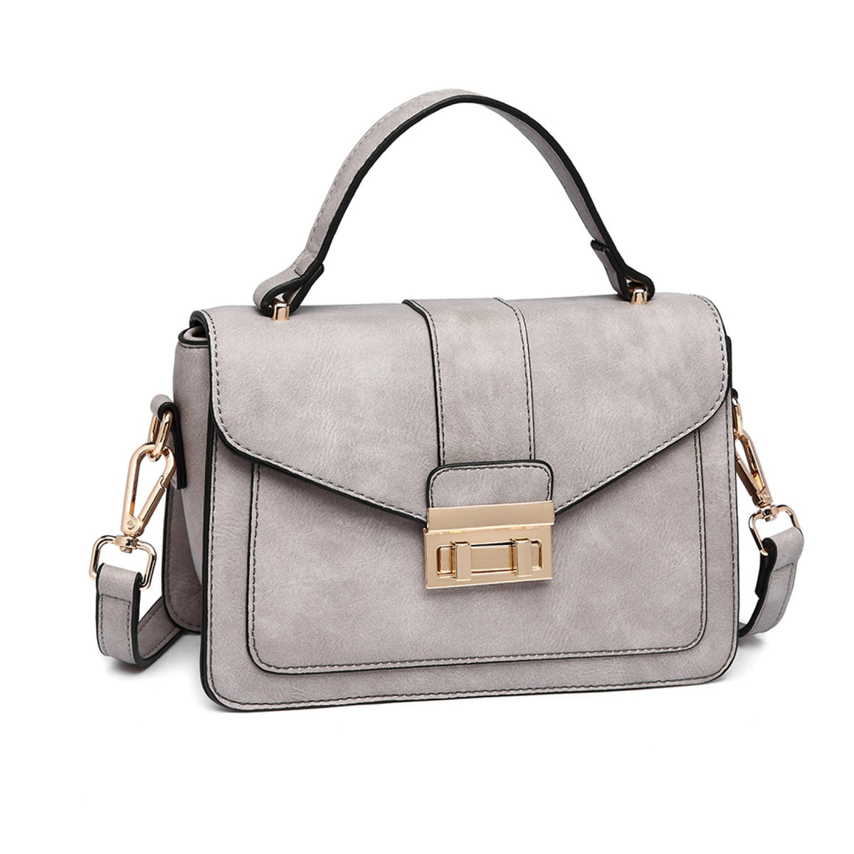 Miss Lulu Leather Look Midi Handbag