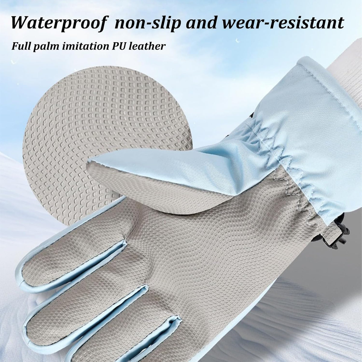 Kids Fleece Lined Warm Ski Gloves Winter Thermal Waterproof anti Slip Gloves for Age 4-12 Children for Snow Snowboarding Sledding Cycling