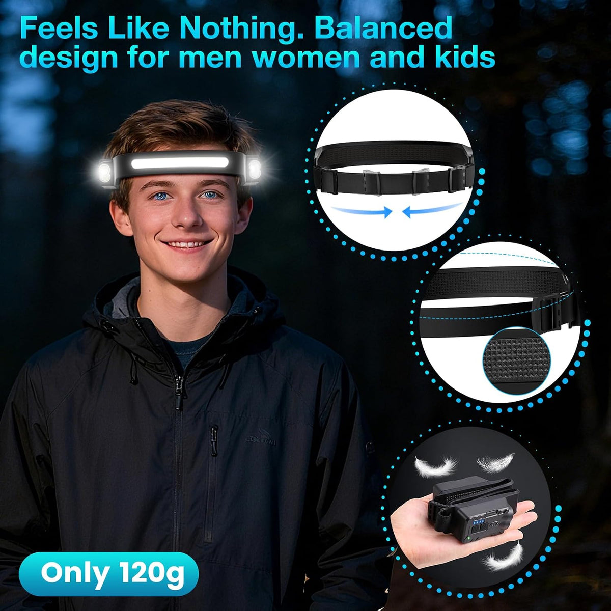 Rechargeable Head Torch – Motion Sensor, IPX4