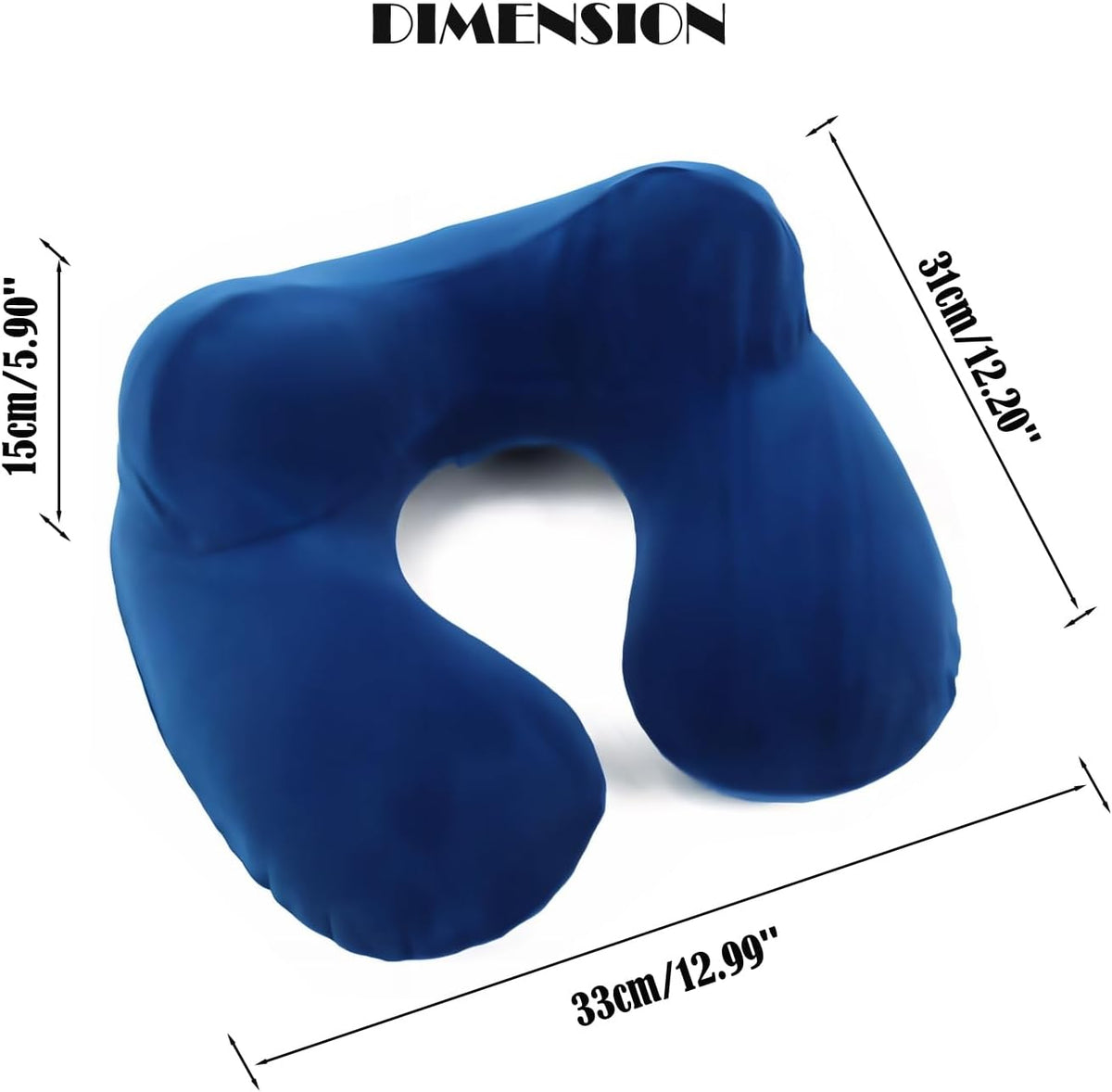 Inflatable Travel Pillow for Airplane Inflatable Neck Pillow for Traveling, Compact Ergonomic Neck Pillow Kits with Ear Plug and Eye Mask, Sleeping Rest Cushion for Airplane, Car, and Train (Blue)
