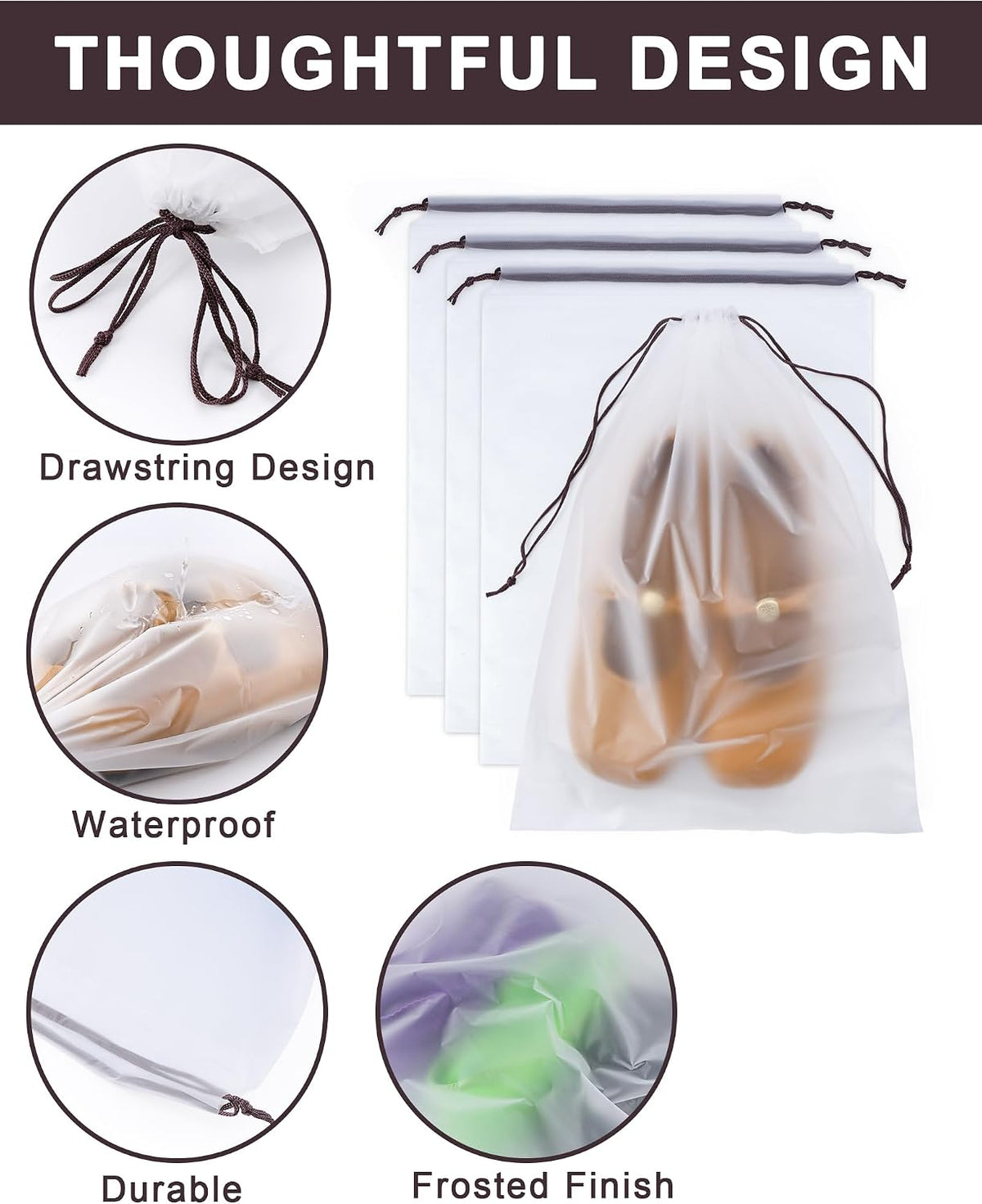 8 Pack Shoe Bags for Travel,30 * 40CM Clear Drawstring Shoe Bags