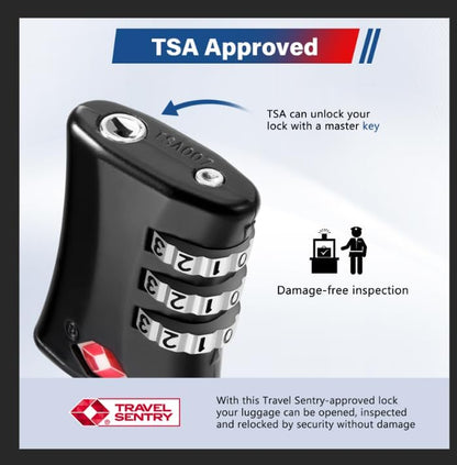 TSA Luggage Lock 2 Pack, 3 Digit Combination, Black