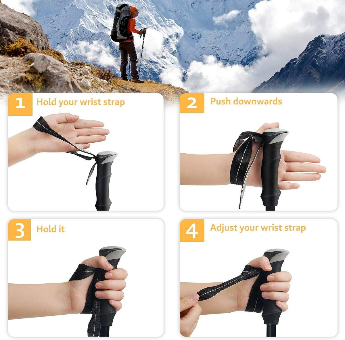 Trekking Pole, Collapsible Walking Hiking Stick for Men Women, Ultralight Aluminum Ski Pole with EVA Grip