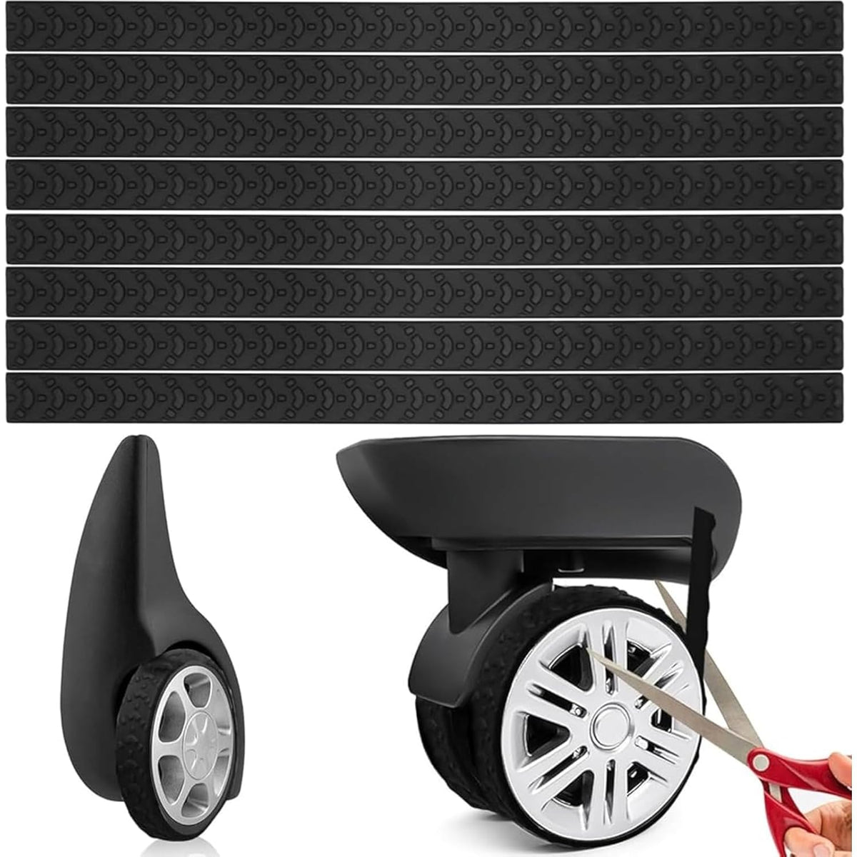 8 Pcs Suitcase Wheel Protectors, Silicone Suitcase Wheel Covers, Silent Luggage Wheels Protector Covers Black