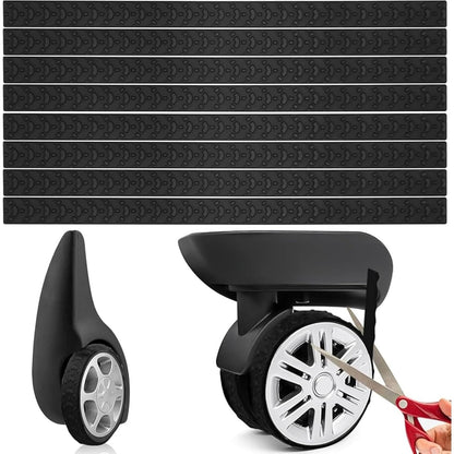 8 Pcs Suitcase Wheel Protectors, Silicone Suitcase Wheel Covers, Silent Luggage Wheels Protector Covers Black
