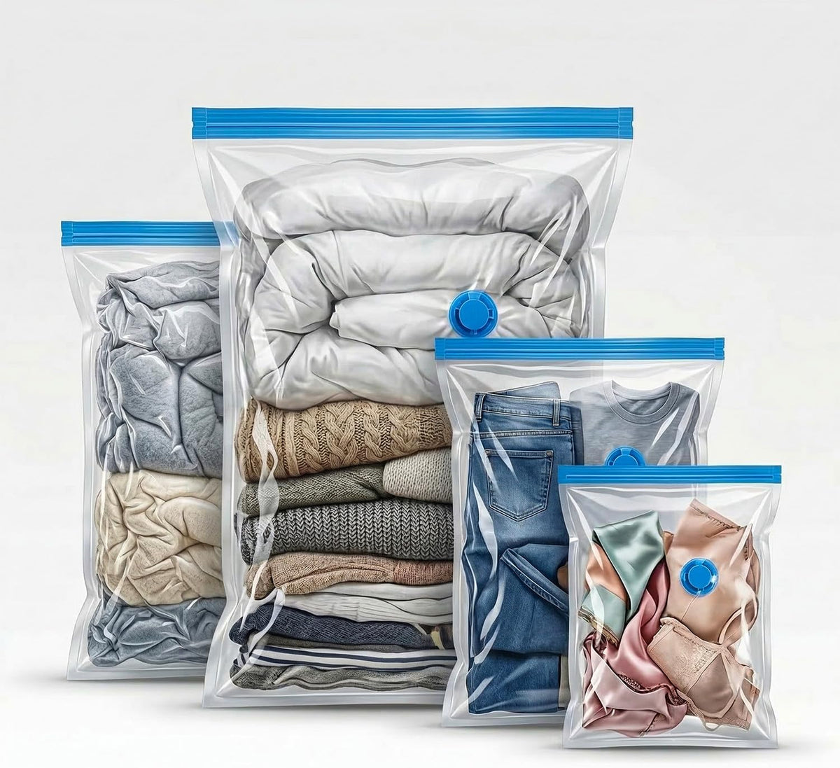 8 Vacuum Storage Bags with Hand Pump, (60 X 80Cm) Large Compression Storage Pack with Zip Seal, Space Saver Vacuum Pack Bags for Clothes, Bedding, Blankets, Luggage, Travel & Home
