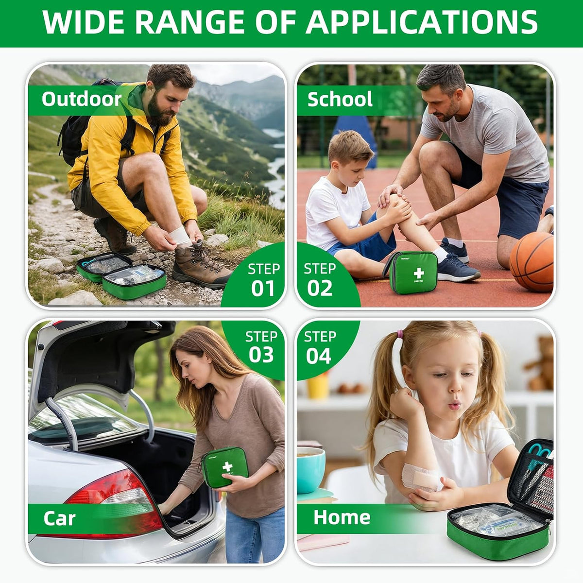 125 Pcs First Aid Kit Waterproof, Portable Survival Kits, Emergency Compact First Aid Bag - Safety Essentials for Travel Camping Car Home Outdoor Workplace Kids Hiking Motorbike Cycling