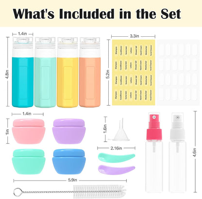 17PCS Travel Bottles for Toiletries, Colorful, 100Ml