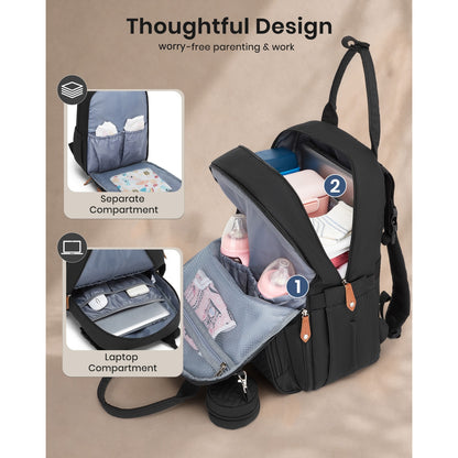 Kono 3-in-1 Mummy Nappy Backpack with Changing Mat & Insulated Pacifier Pouch