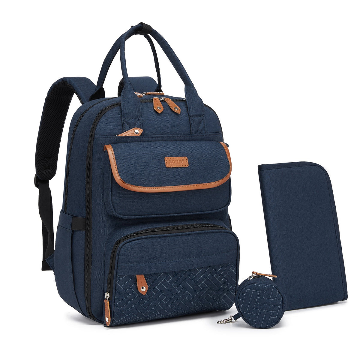 Kono 3-in-1 Mummy Nappy Backpack with Changing Mat & Insulated Pacifier Pouch