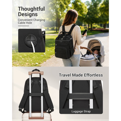 Kono 2-in-1 Nappy Changing Backpack, Large Capacity Diaper Bag With Changing Mat