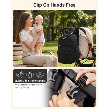 Kono 2-in-1 Nappy Changing Backpack, Large Capacity Diaper Bag With Changing Mat